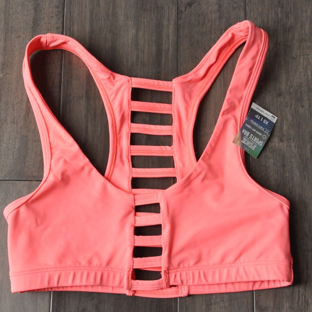 PINK - Ultimate Sports Bra - Coral Lattice Back